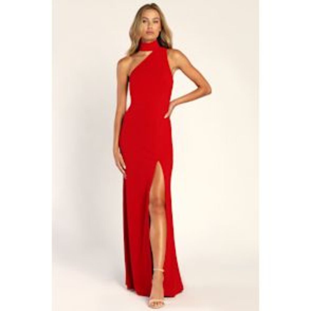 Lulu's Red Halter Maxi Dress